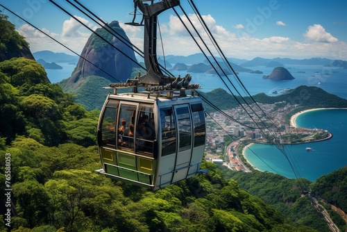 an aerial perspective of rio de janeiro, showcasing the iconic landmarks of urca, the sugar loaf cable car, and the majestic corcovado mountain