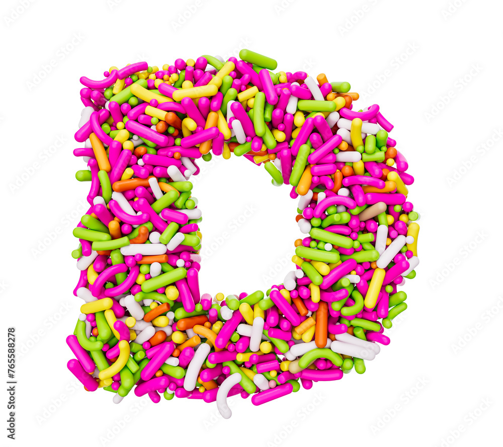 Alphabet D made of Colorful Sprinkles Letter D Rainbow sprinkles