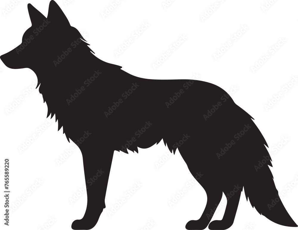 Obraz premium Wolf Silhouette Vector Illustration White Background