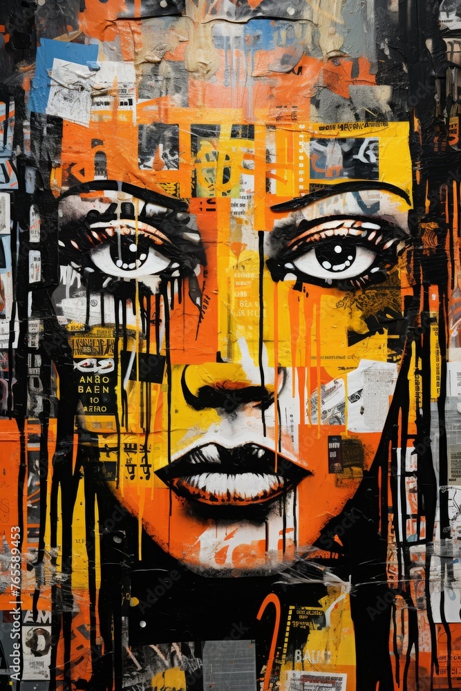 Obraz premium Womans Face Painting on Wall