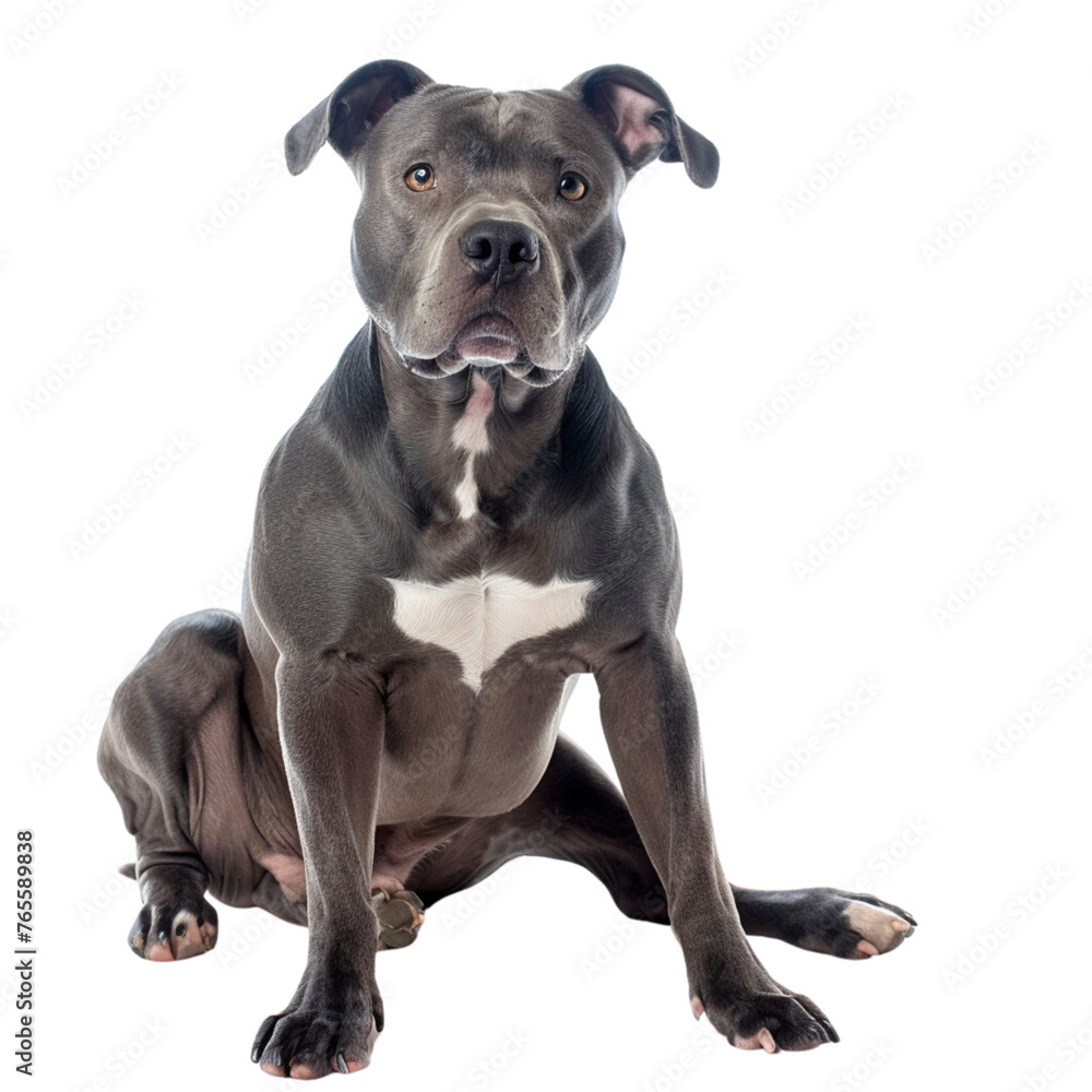 Full body pitbull, isolated, on a white background