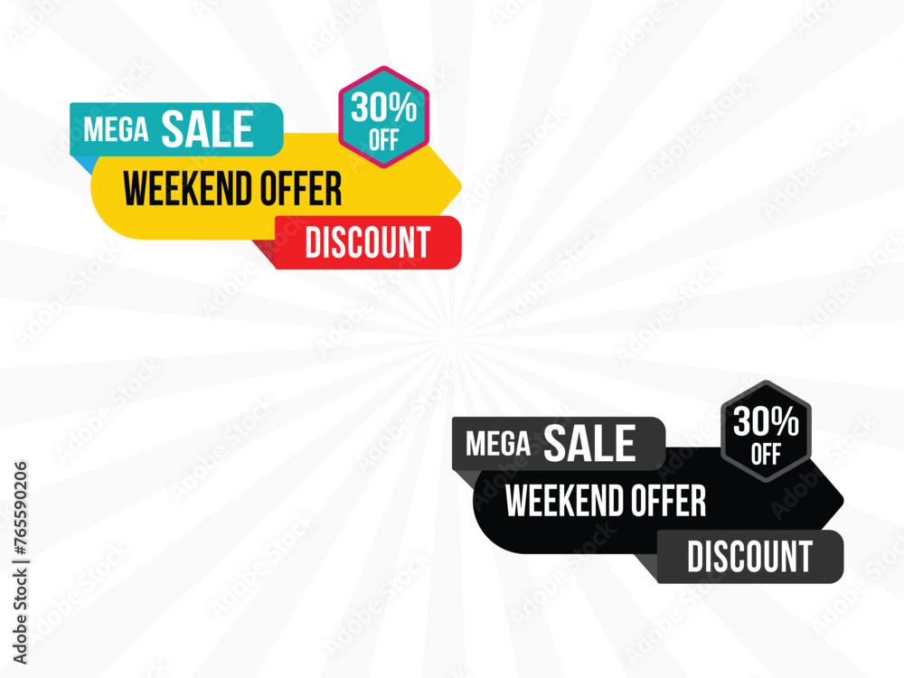 Obraz premium mega sale ,mega offer, super offer, sunday sale, banner, discount tag, special offer. Website sticker on a gray abstract background.