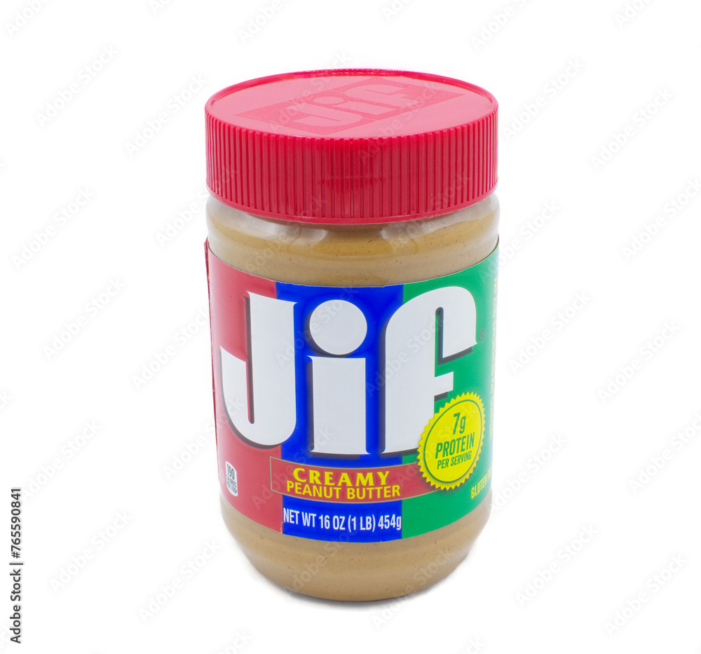 Ocala, Florida March 22, 2024 Image of a jar of Jif Creamy Peanut