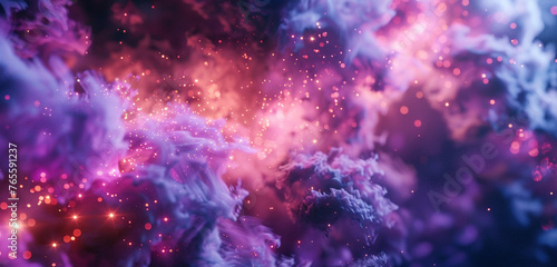 Otherworldly storm Neon sparks of fiery red ignite a kaleidoscopic burst of glittering violet smoke.