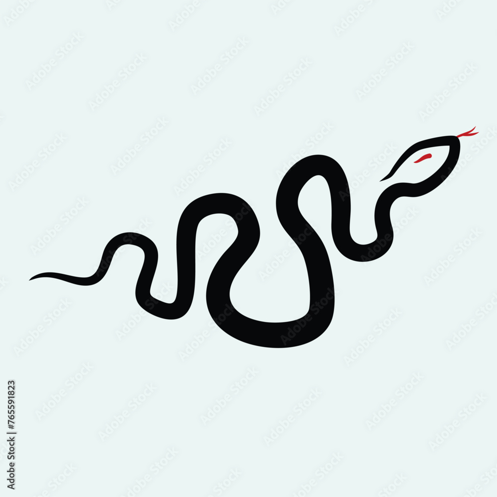 Fototapeta premium Ink snake art brushstroke vector illustration design. Suitable for decoration, sticker, tattoo idea, etc. Eps 10