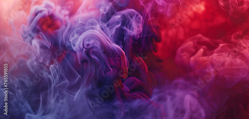 Ethereal tendrils of red, purple, and pink smoke create a mesmerizing dance in isolation.