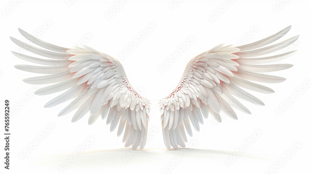 Obraz premium Snow-white angel wings on a white isolated background