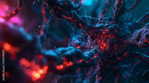 Neural network, transforming into human brain 3D rendering photo