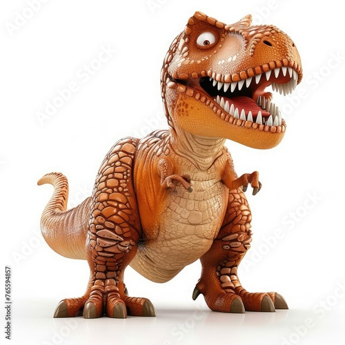 A friendly Tyrannosaurus rex on a white background with a friendly animated facial expression