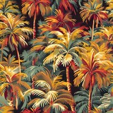 Tropical Palm Tree Pattern on Dark Background
