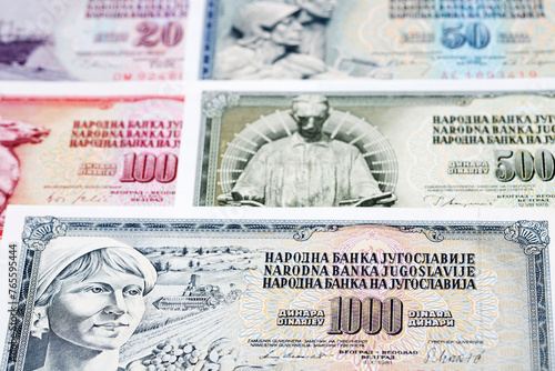 Old Yugoslav dinar a business background photo