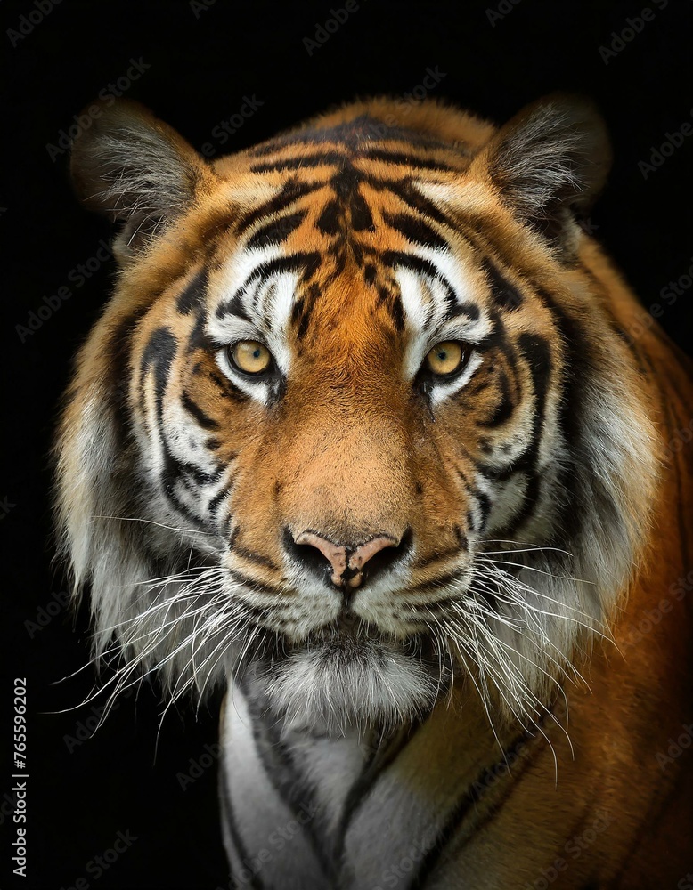Fototapeta premium Tête de tigre sur fond noir