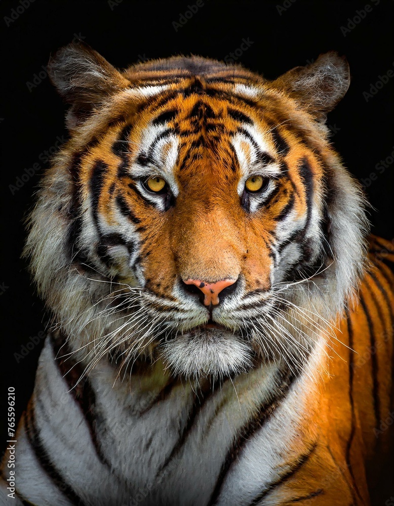 Fototapeta premium Tête de tigre sur fond noir