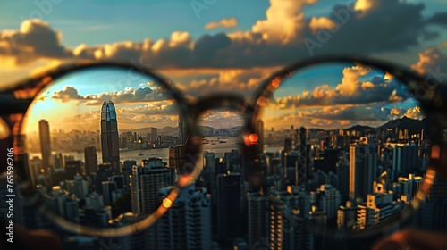 spectacles with city view. Generative Ai