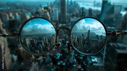 spectacles with city view. Generative Ai © Handz