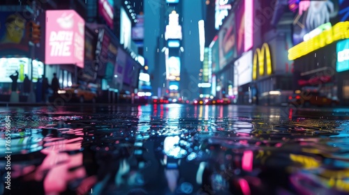 an illustration of a very wet times square