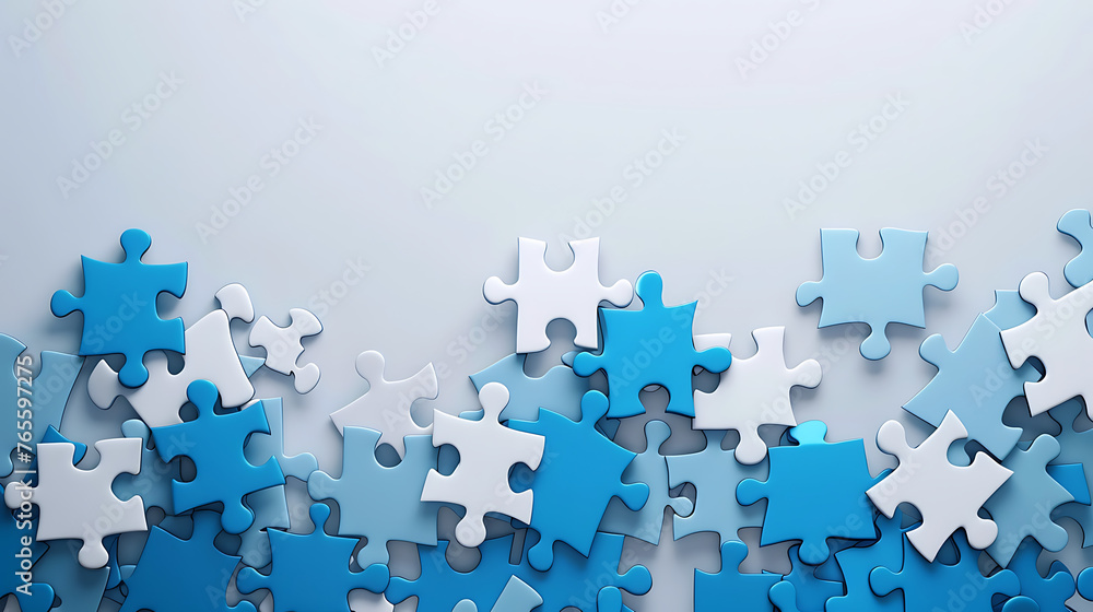 jigsaw concept of cooperation and success in life and business - obrazy, fototapety, plakaty 
