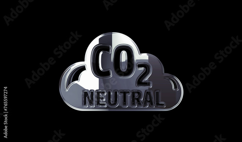 CO2 neutral zero emission decarbonize symbol digital 3d illustration