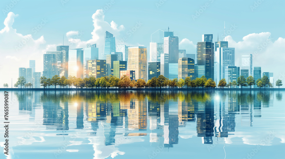 Fototapeta premium Smart building concept design for city illustration. Graphic concept for your design.