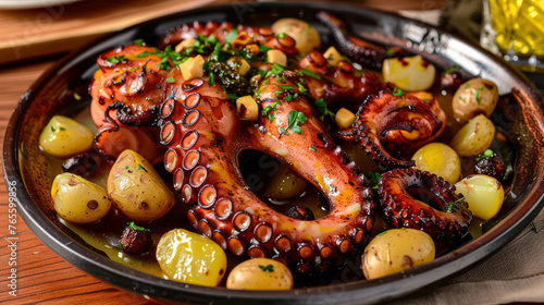 Polvo à Lagareiro A Typical Portuguese Dish With Octopus And Potatoes