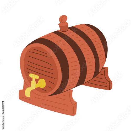 Doodle flat hand drawn beer barrel. Colored illustration can be used for celebration St Patricks day or Octoberfest. Ideal for decoration, stickers, printout