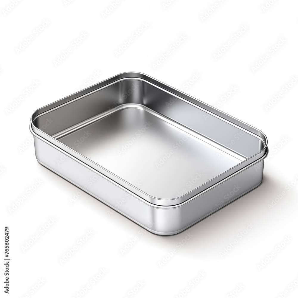 Rectangular tin box with an open lid. Metal box for various purposes. Isolate on a white back Rectangular tin box with an open lid. Metal box for various purposes. Isolate on a white back