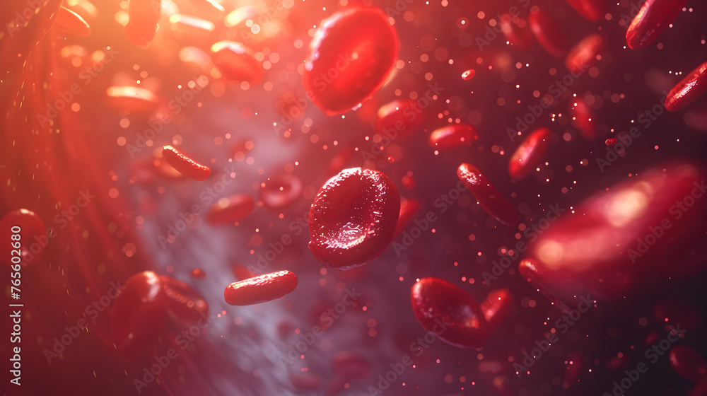 Dynamic Environment Of The Bloodstream, Showcasing Red Blood Cells In A 