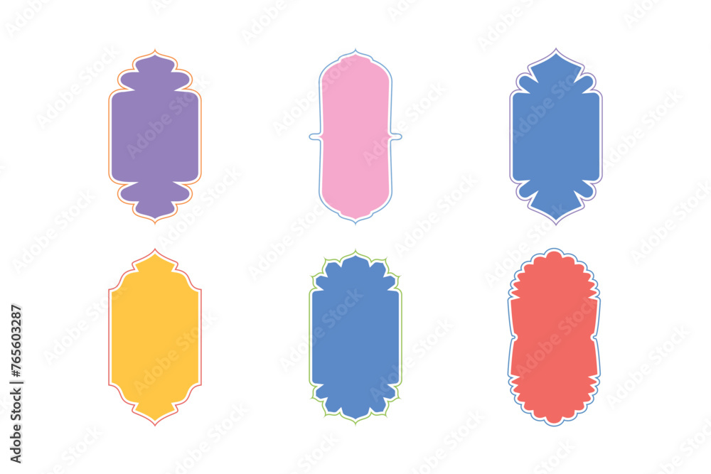Islamic Vertical Frame Design Glyph with outline- SET 6 Islamic Vertical Frame Design Glyph with outline- SET 6
