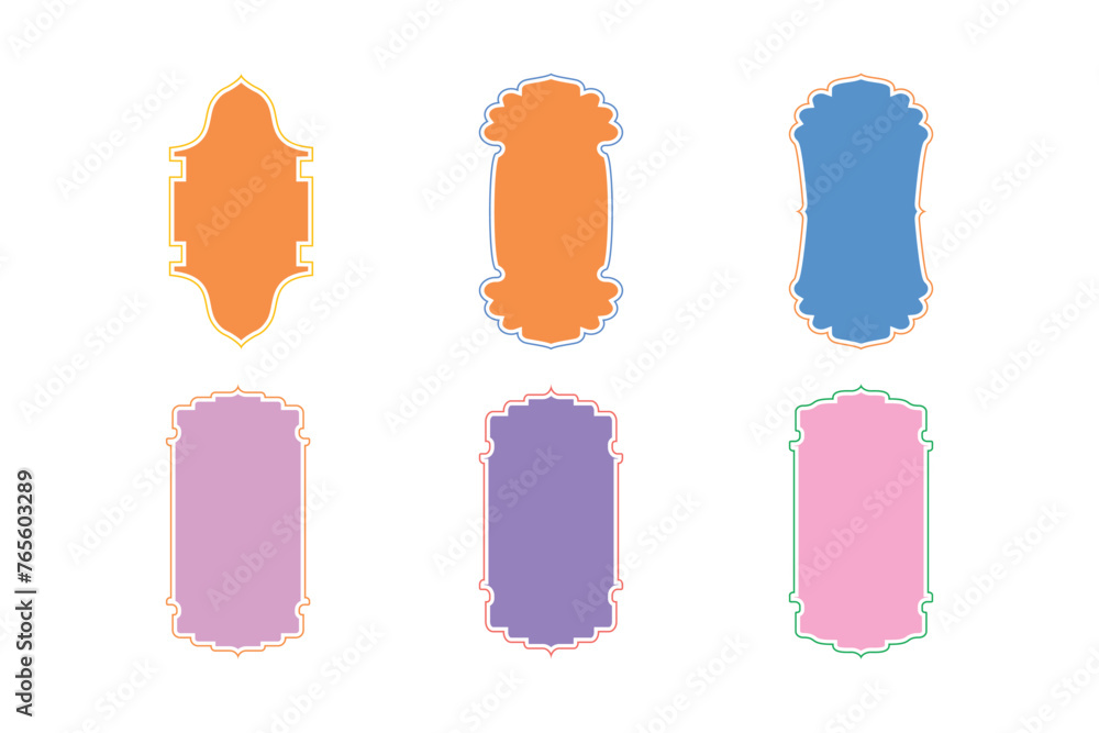 Islamic Vertical Frame Design Glyph with outline- SET 6 Islamic Vertical Frame Design Glyph with outline- SET 6