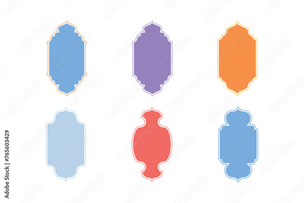 Islamic Vertical Frame Design Glyph with outline- SET 6 Islamic Vertical Frame Design Glyph with outline- SET 6