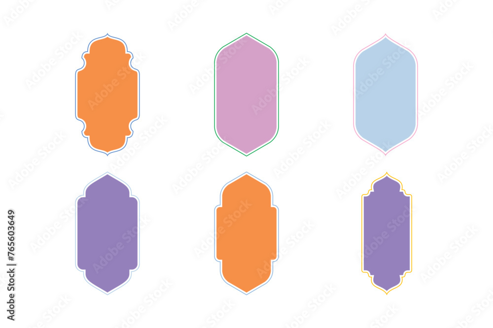 Islamic Vertical Frame Design Glyph with outline- SET 6 Islamic Vertical Frame Design Glyph with outline- SET 6