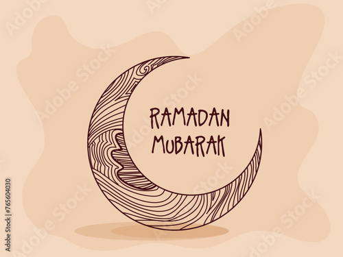 Creative illustration of crescent moon for holy month of muslim community, Ramadan Kareem celebration.