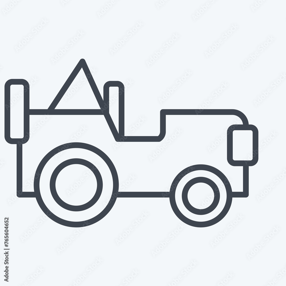 Icon Army Jeep. related to Military And Army symbol. line style. simple design illustration Icon Army Jeep. related to Military And Army symbol. line style. simple design illustration