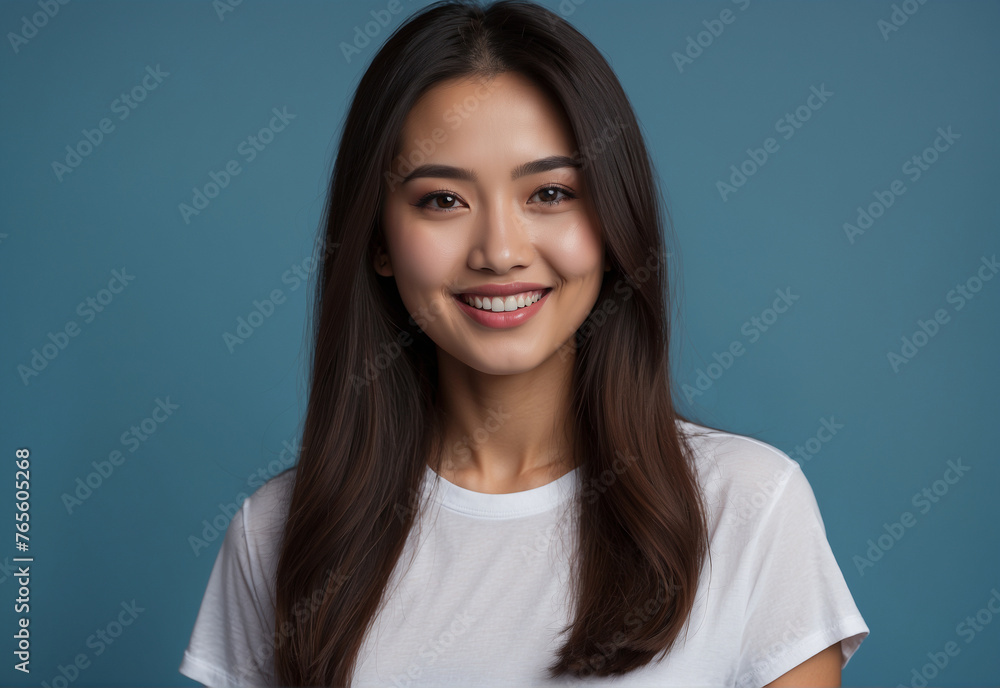 Close-up young beautiful woman face with long hair and big smile. Close-up young beautiful woman face with long hair and big smile.