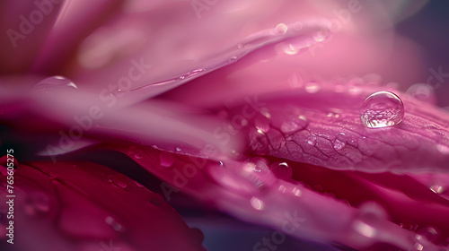 A close-up of a raindrop clinging to a delicate flower petal