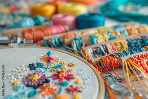 Colorful Upcycled Embroidery Project on Fabric