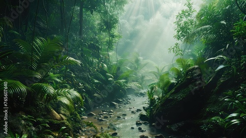 Głębokie tropikalne dżungle Azji Południowo-Wschodniej w sierpniu