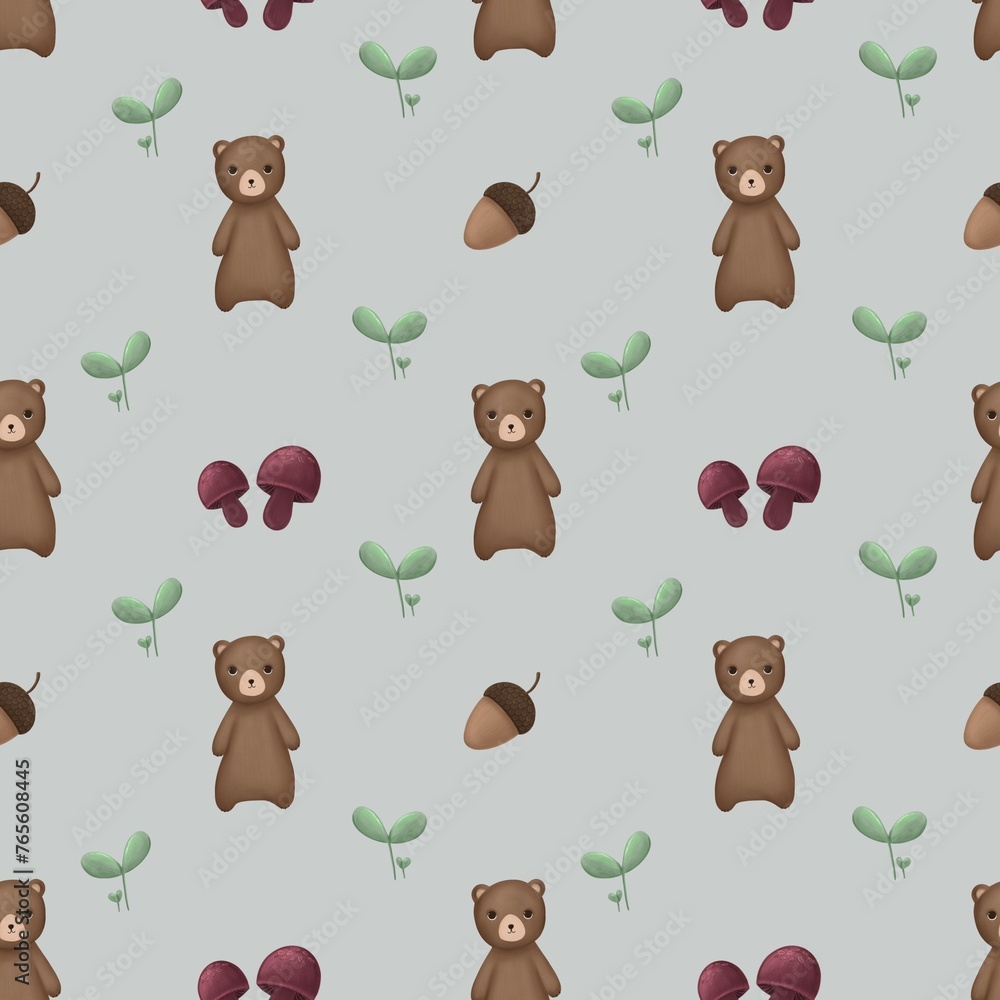 Fototapeta premium seamless background with teddy bears