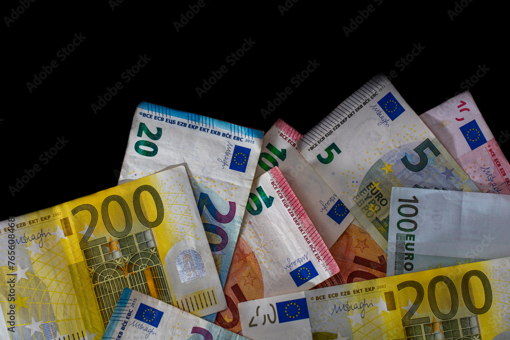 Obraz premium EURO money banknotes, detail photo of EUR