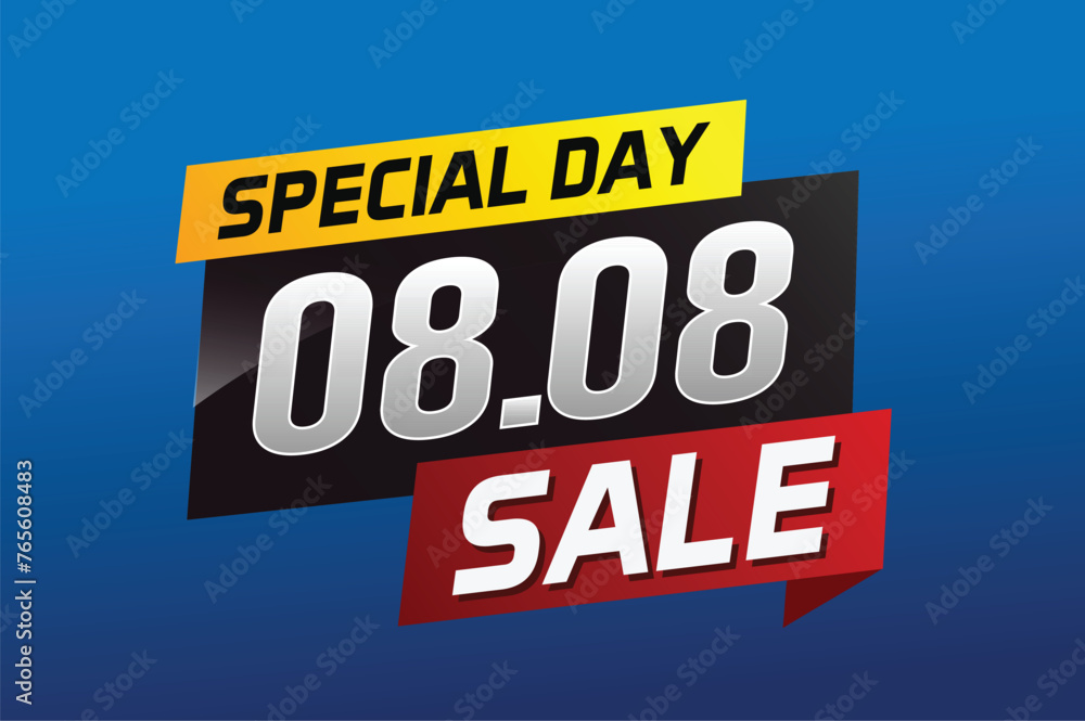 8.8 Special day sale word concept vector illustration with ribbon and 3d style for use landing page, template, ui, web, mobile app, poster, banner, flyer, background, gift card, coupon
8.8 Special day sale word concept vector illustration with ribbon and 3d style for use landing page, template, ui, web, mobile app, poster, banner, flyer, background, gift card, coupon