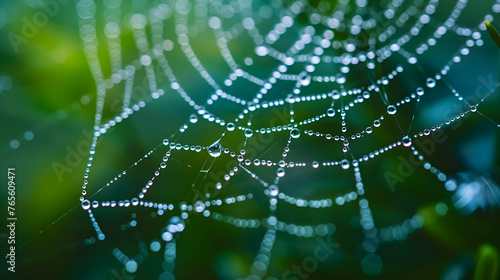 A macro shot of dewdrops on a spider's web © Muhammad