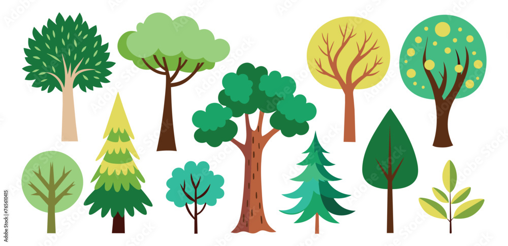 hand-drawn trees collection set, illustration vector for infographic or other uses hand-drawn trees collection set, illustration vector for infographic or other uses
