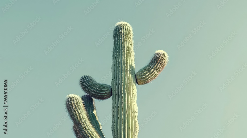 poster design, single saguaro cactus, photographic, neutral calm colours, daytime, without main object - obrazy, fototapety, plakaty 