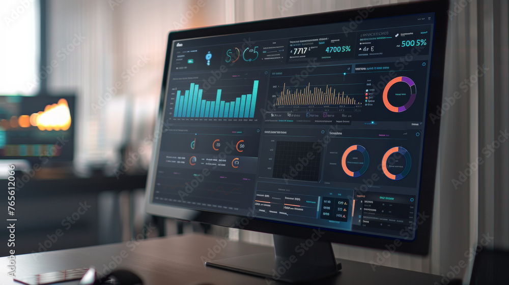 Detailed analytics dashboard showcases a vibrant display of data and performance metrics.