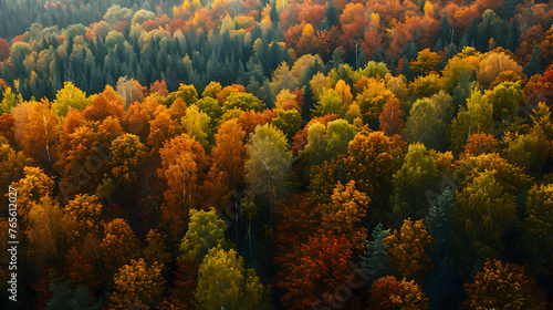A panoramic view of a colorful autumn forest © Muhammad