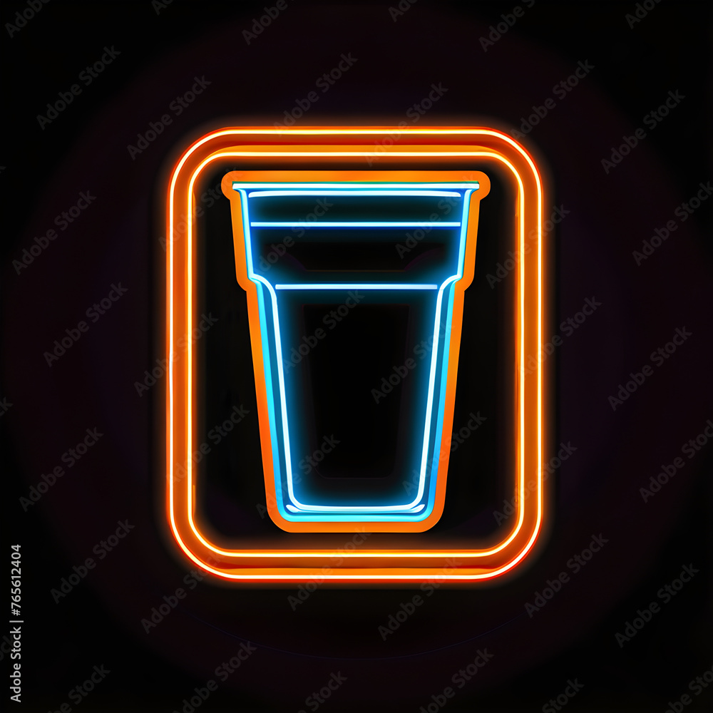 Vivid Orange Neon Glass Cup Icon: Enhance Your Drinkware Assortment(Generative AI) Vivid Orange Neon Glass Cup Icon: Enhance Your Drinkware Assortment(Generative AI)