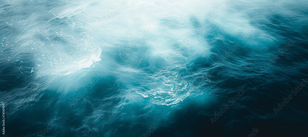 Fototapeta premium Evening Serenity, Aerial View of Blue Ocean Waves