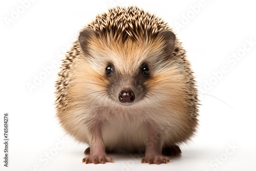 Full-Bodied Photograph of an Adorable Hedgehog on White Background