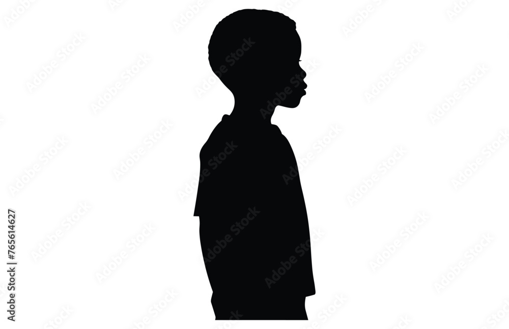 Silhouettes of african kids faces. African boys face silhouette
