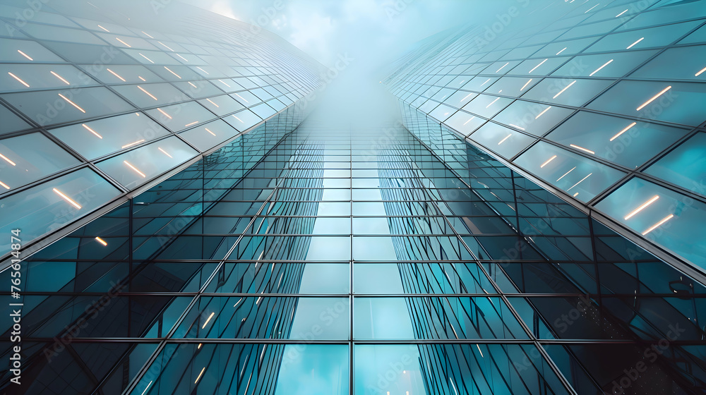 Obraz premium A reflective glass skyscraper towering over a modern city